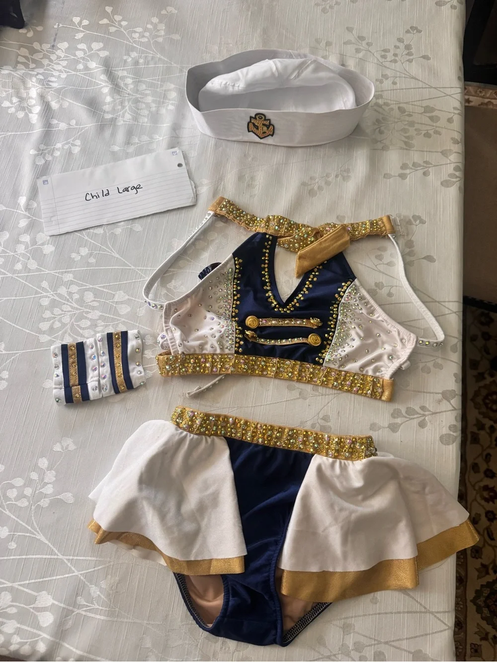 Glamour Navy, White & Gold Sequin Sailor Dance Costume